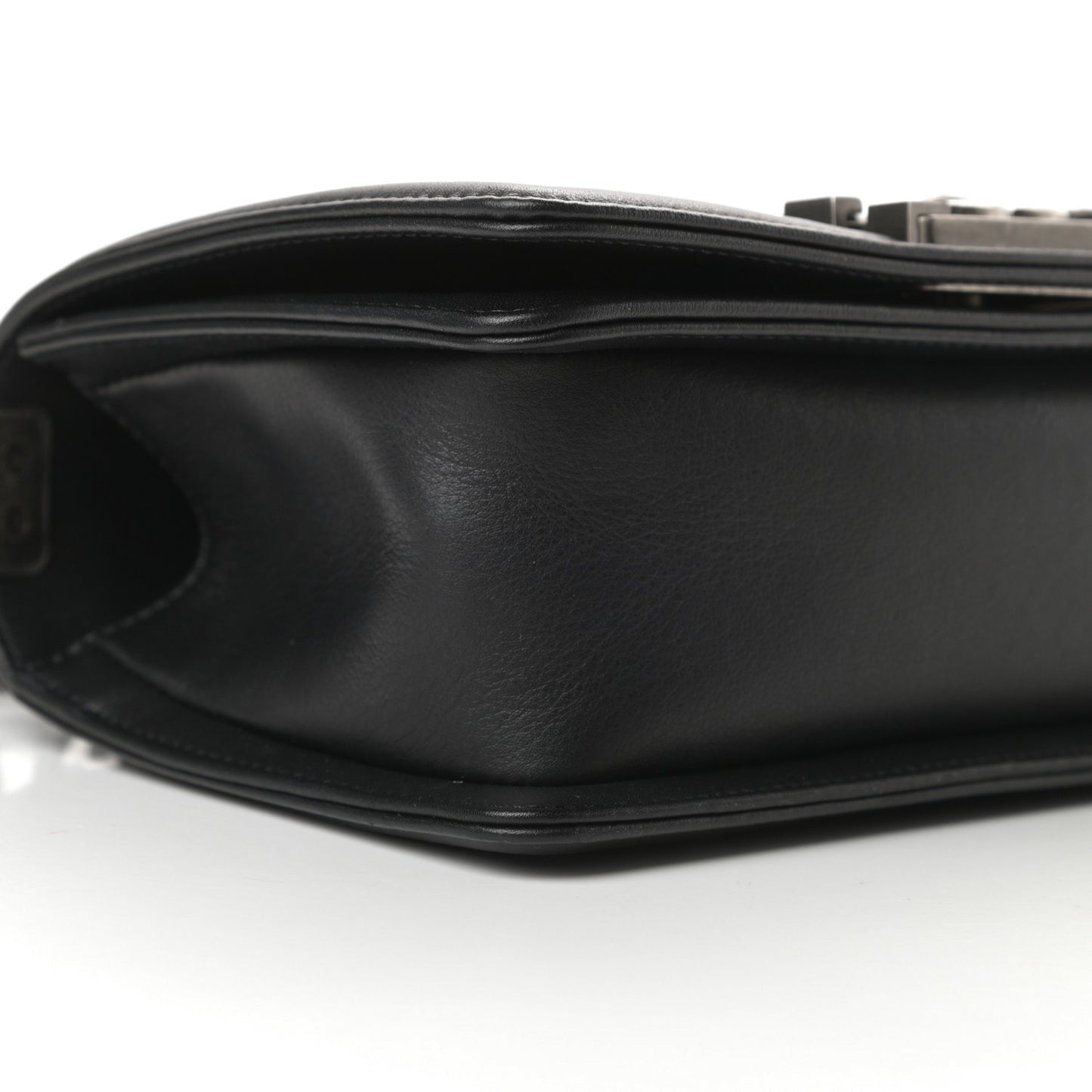 Calfskin Quilted Small Boy Flap Black