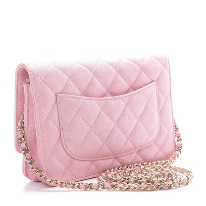 Chanel Iridescent Caviar Quilted Wallet on Chain WOC Pink 2 of 11