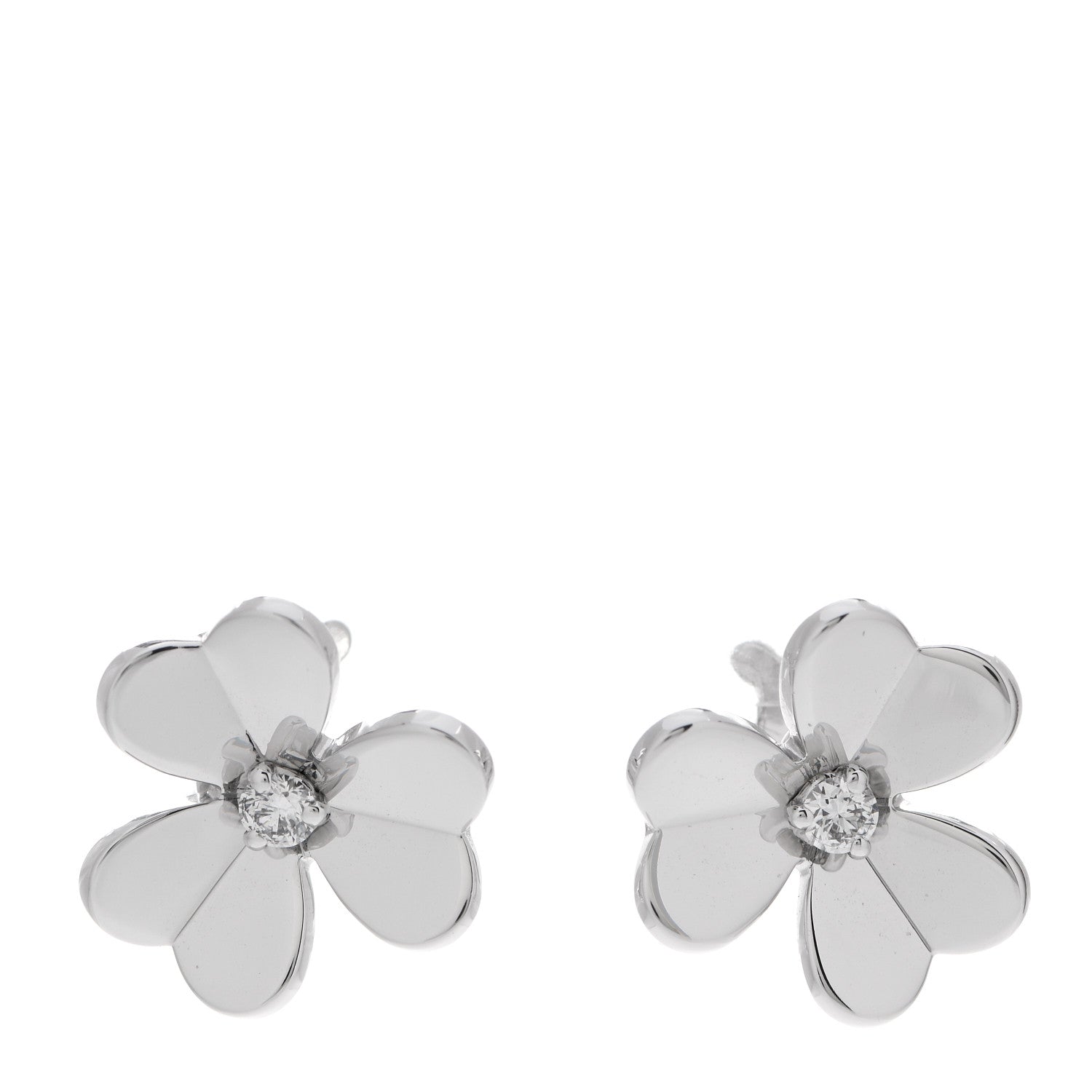 Van Cleef & Arpels 18K White Gold Diamond Small Frivole Earrings 1 of 5