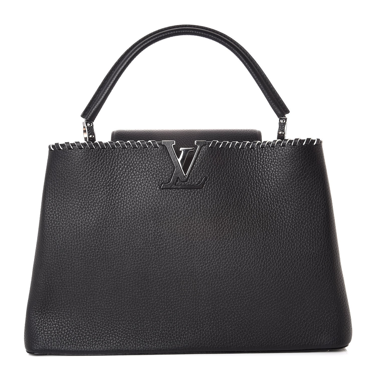 Louis Vuitton Taurillon Braided Capucines MM Black 1 of 11