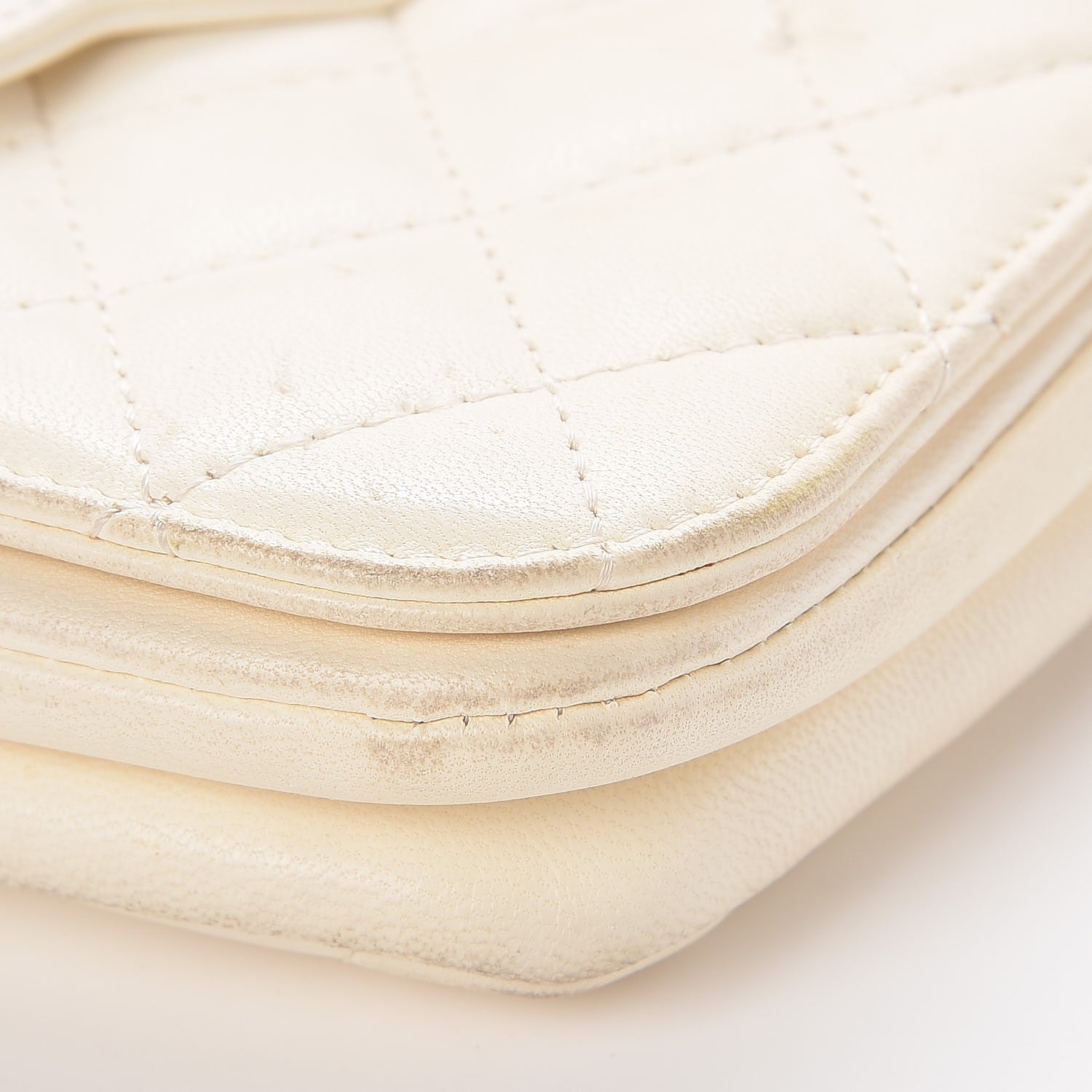 Chanel Lambskin Quilted Butterfly Chain Clutch White 13 of 15