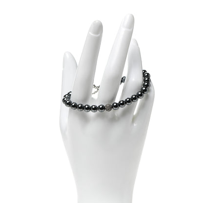 David Yurman Sterling Silver Diamond Hematine 6mm Spiritual Beads Bracelet 2 of 5