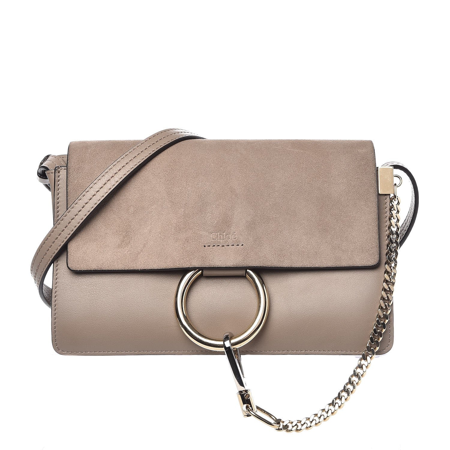 Chloe Suede Calfskin Small Faye Shoulder Bag Motty Grey 1 of 8