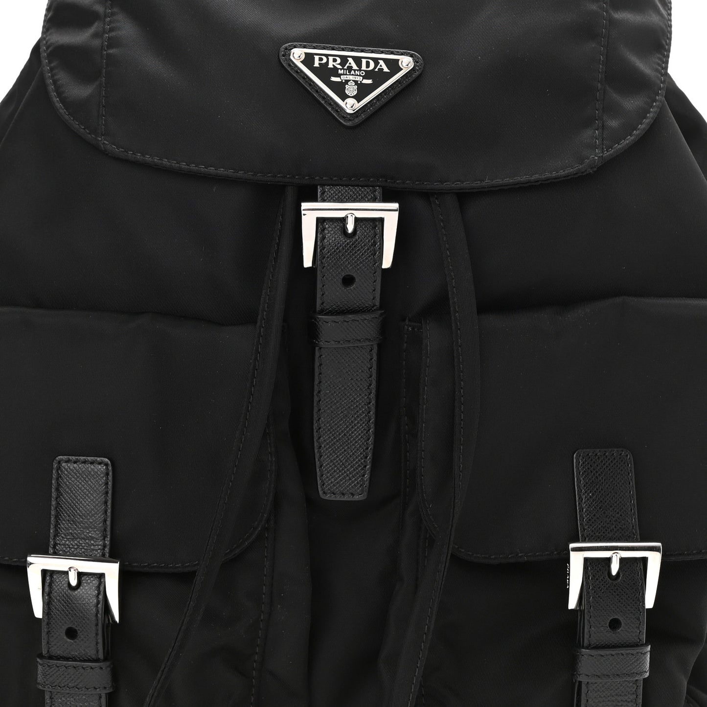 Tessuto Nylon Saffiano Medium Backpack Black