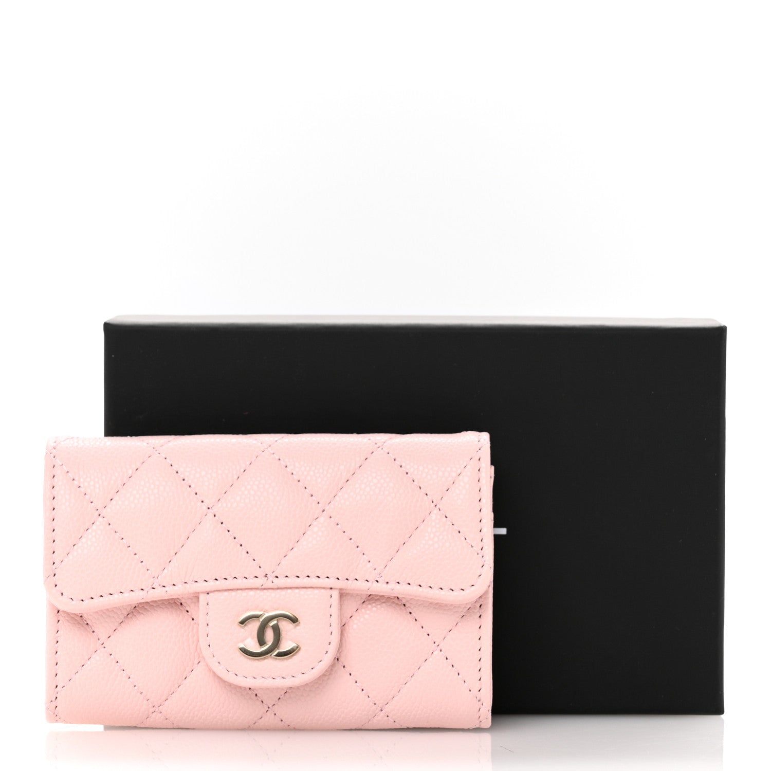 Chanel Caviar Quilted Flap Card Holder Wallet Light Pink 9 of 9