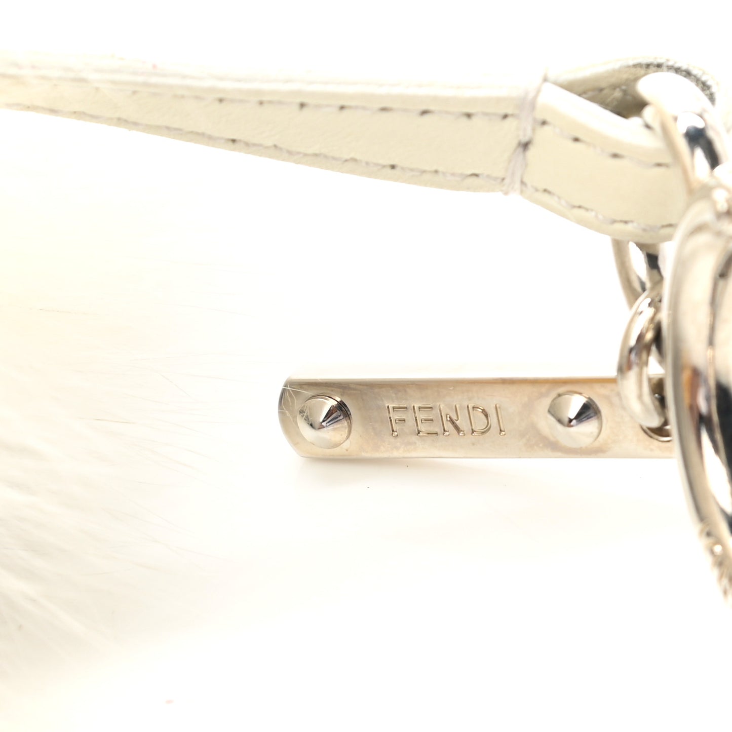 Fox Fur Shiny Nappa Bi-Color J ABCharm Bag Charm White Blue