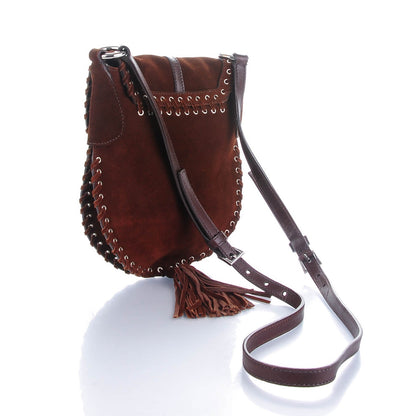 Prada Suede Scamosciato Tassel Crossbody Brown 3 of 7