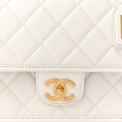 Chanel Caviar Quilted School Memory Small Top Handle Flap White 8 of 10