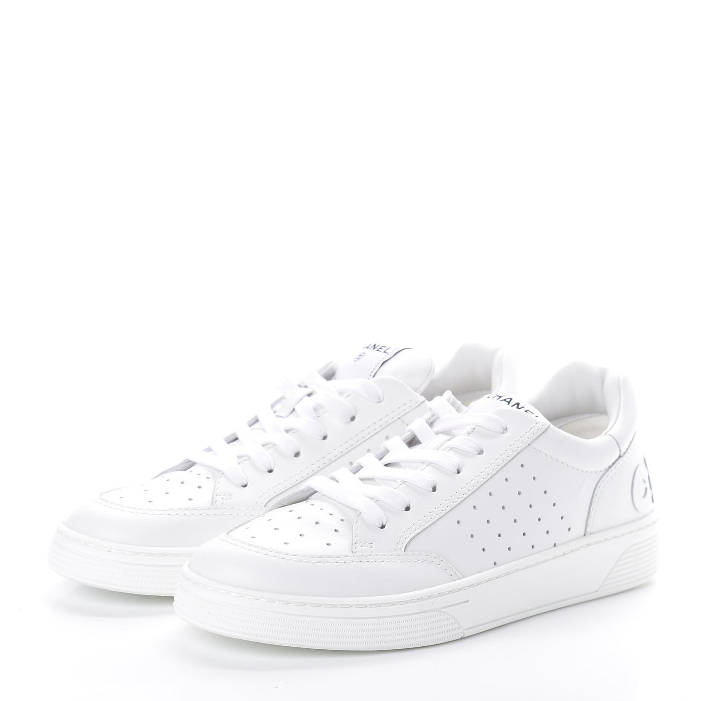 Calfskin Womens Logo Sneakers 42 White