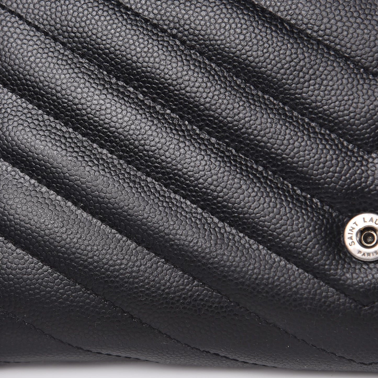 Grain De Poudre Matelasse Chevron Monogram Flap Wallet Black