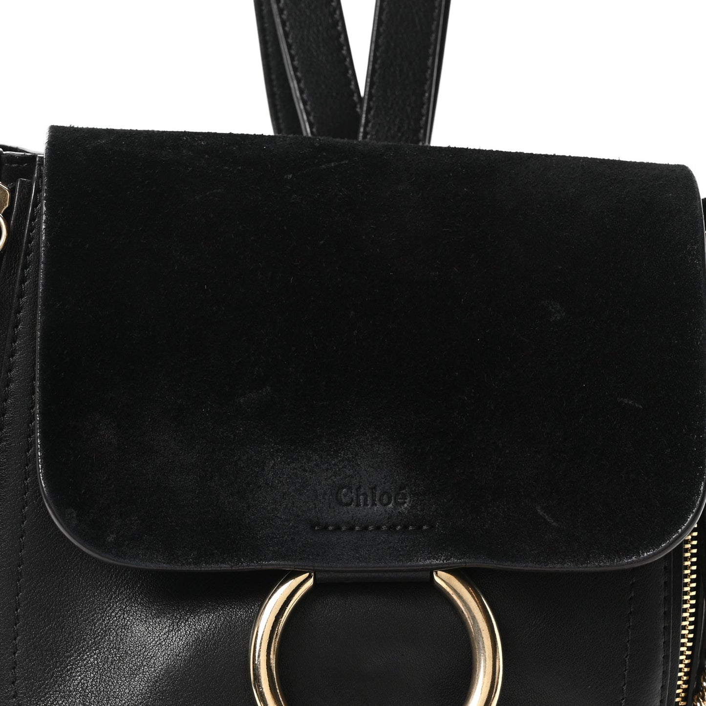 Suede Calfskin Small Faye Backpack Black