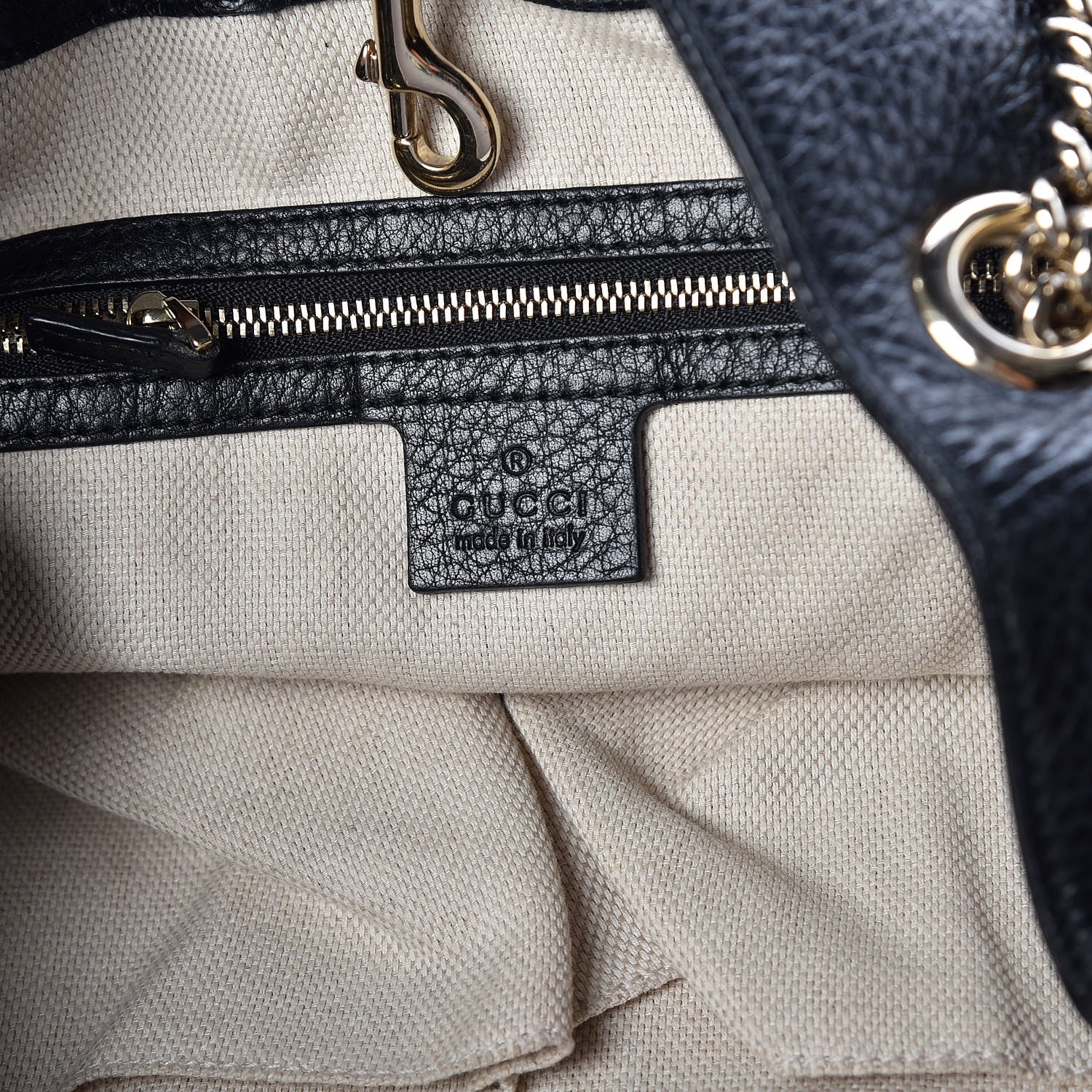 Gucci Pebbled Calfskin Medium Soho Chain Shoulder Bag Black 8 of 10