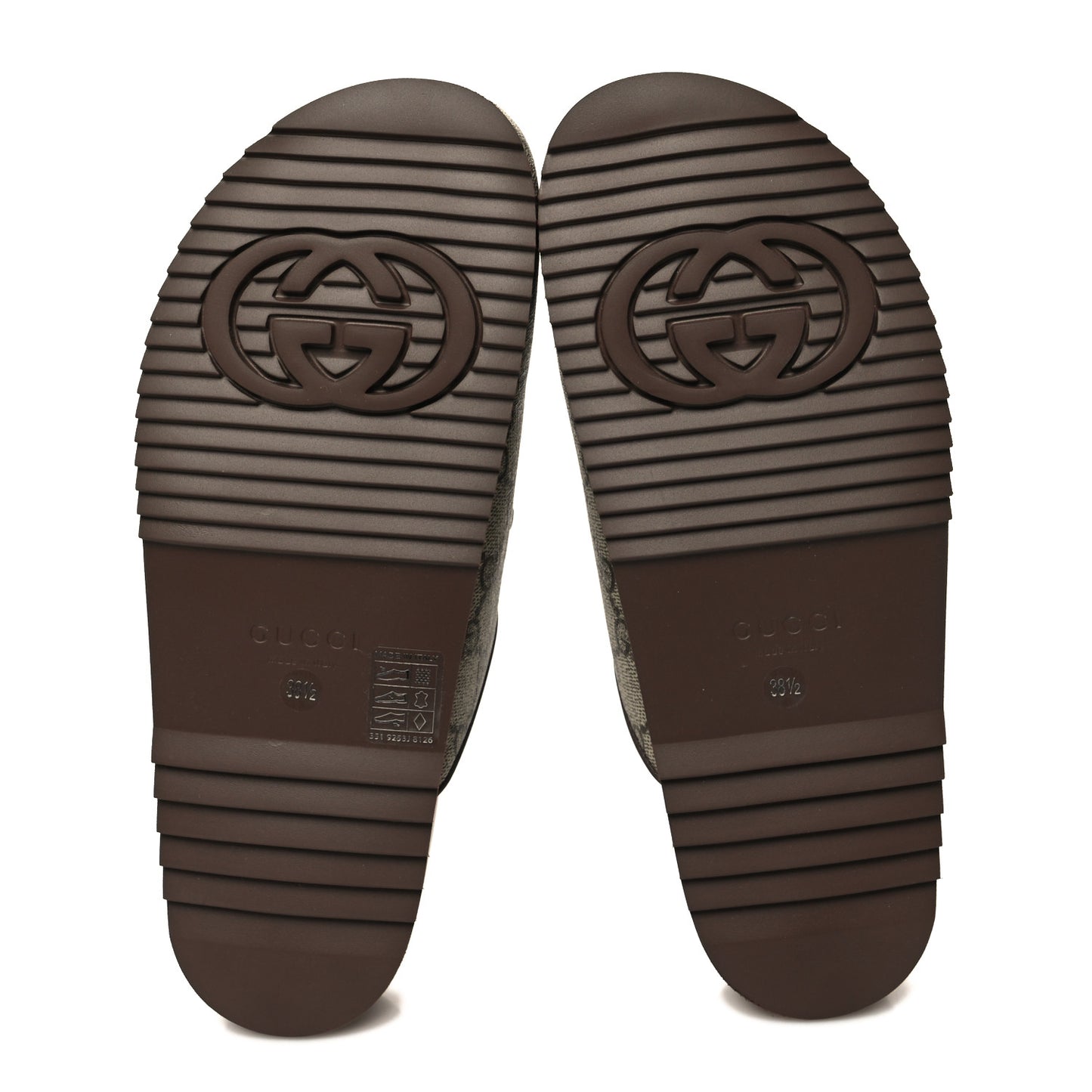 GG Supreme Monogram Miro Soft Calfskin Womens Horsebit Slippers 38.5 Beige Ebony New Acero