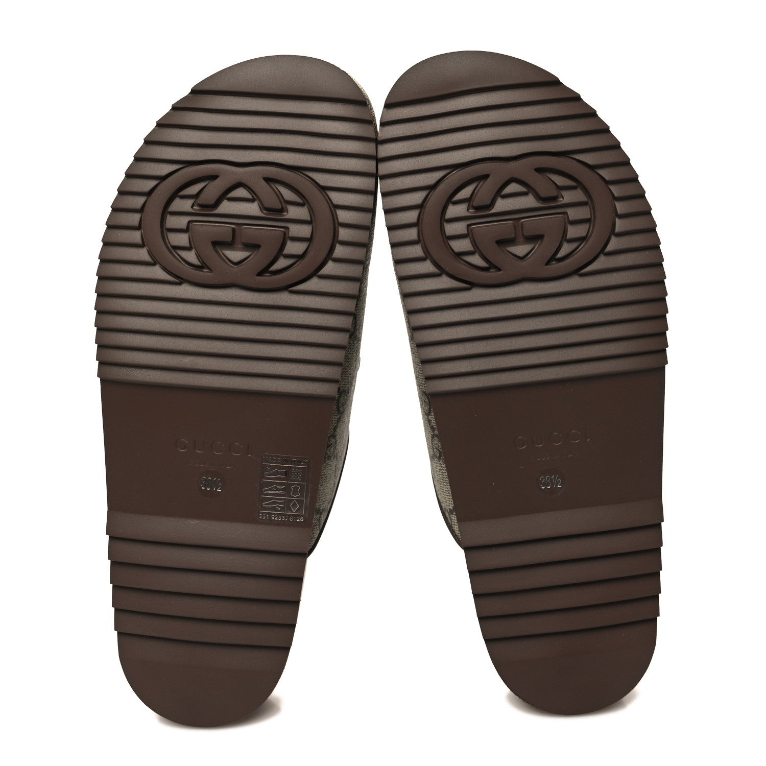 Gucci GG Supreme Monogram Miro Soft Calfskin Womens Horsebit Slippers 38.5 Beige Ebony New Acero 5 of 9