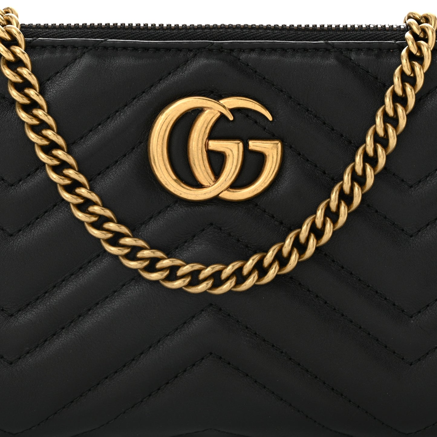 Calfskin Matelasse Mini GG Marmont Chain Bag Black