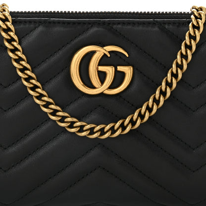 Gucci Calfskin Matelasse Mini GG Marmont Chain Bag Black 8 of 10