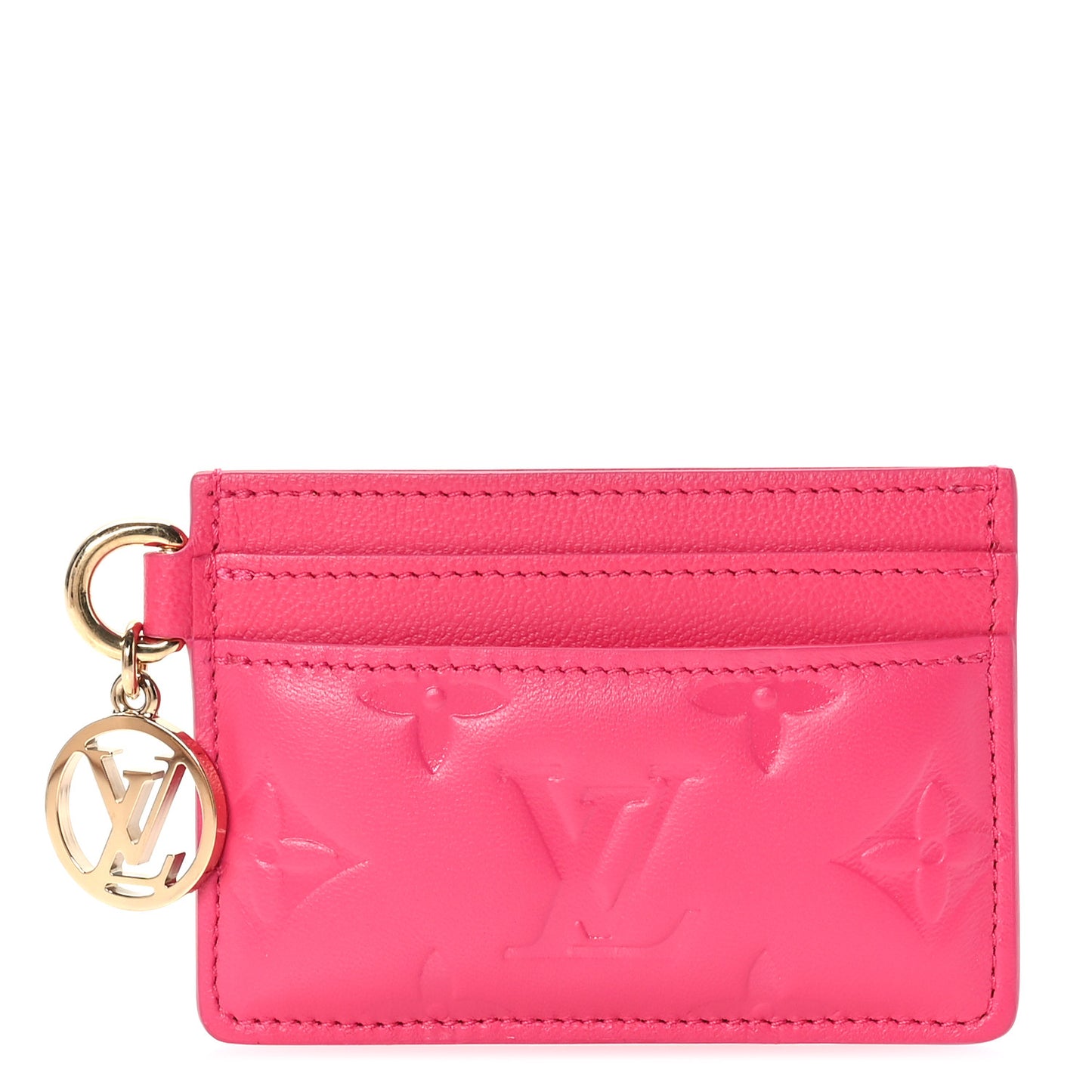 Lambskin Embossed Monogram Coussin Card Holder Bougainvillier