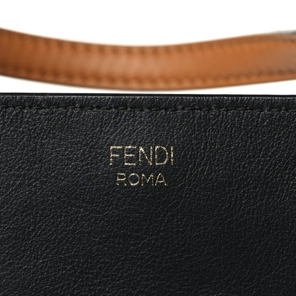 Fendi Vitello Grace Suede Large Flip Tote Black Marrone 5 of 5