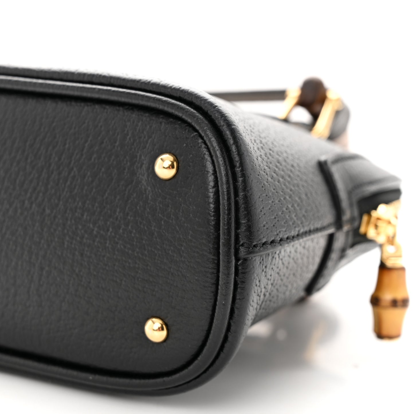 Textured Dollar Calfskin Mini Diana Dome Tote Bag Black Dusty Grey