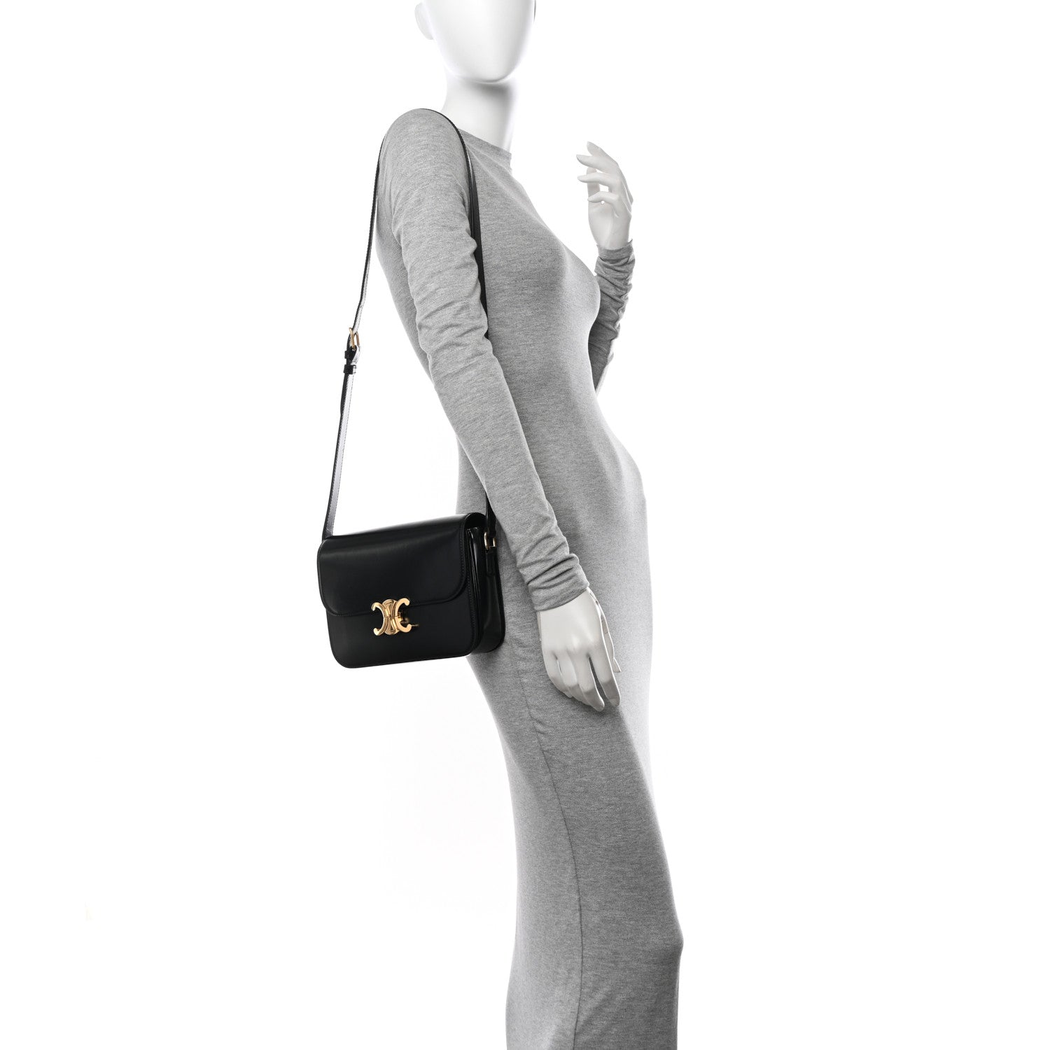 Celine Shiny Calfskin Medium Triomphe Black 2 of 16