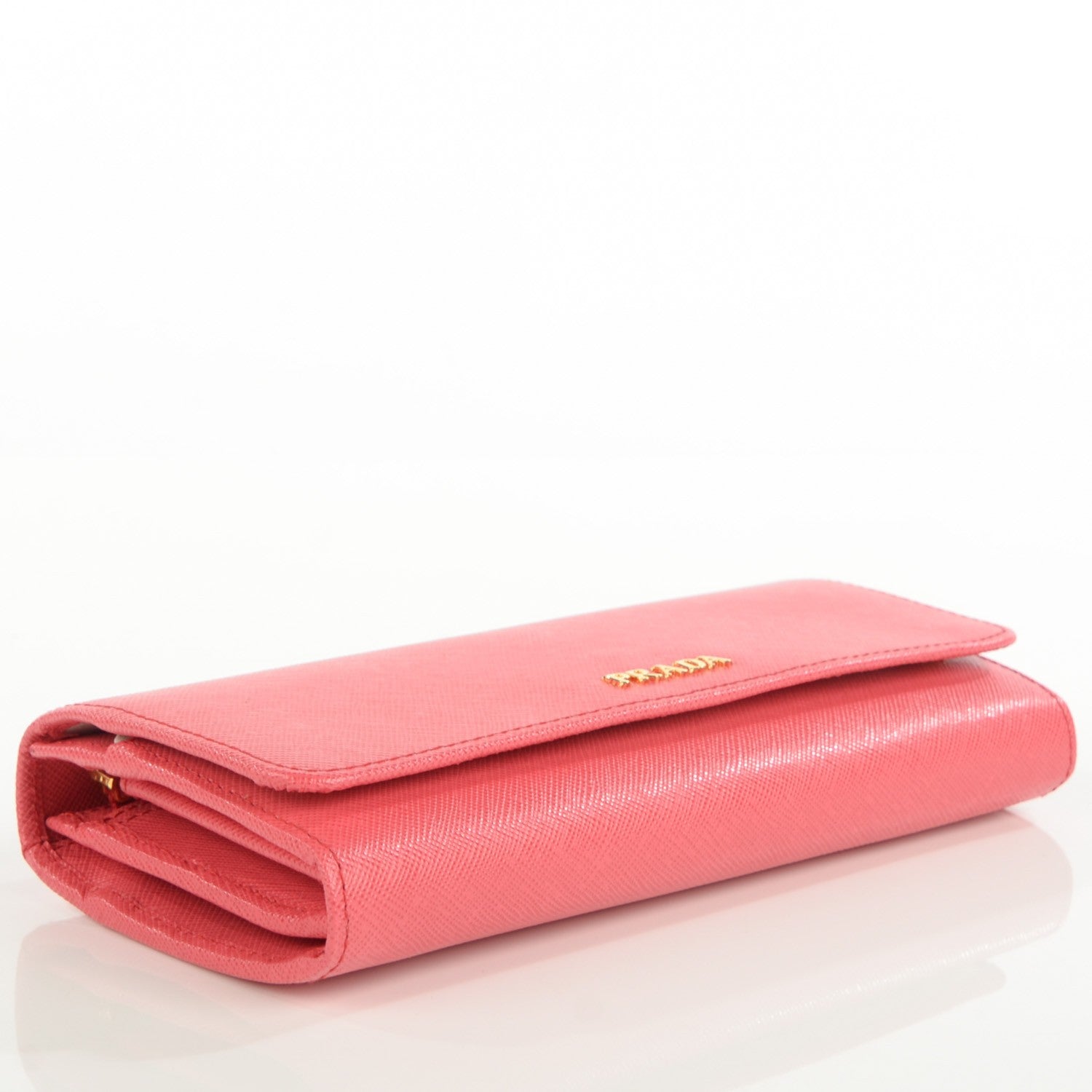 Prada Saffiano Bi-Color Phenix Flap Over Wallet Fragola Talco 4 of 10