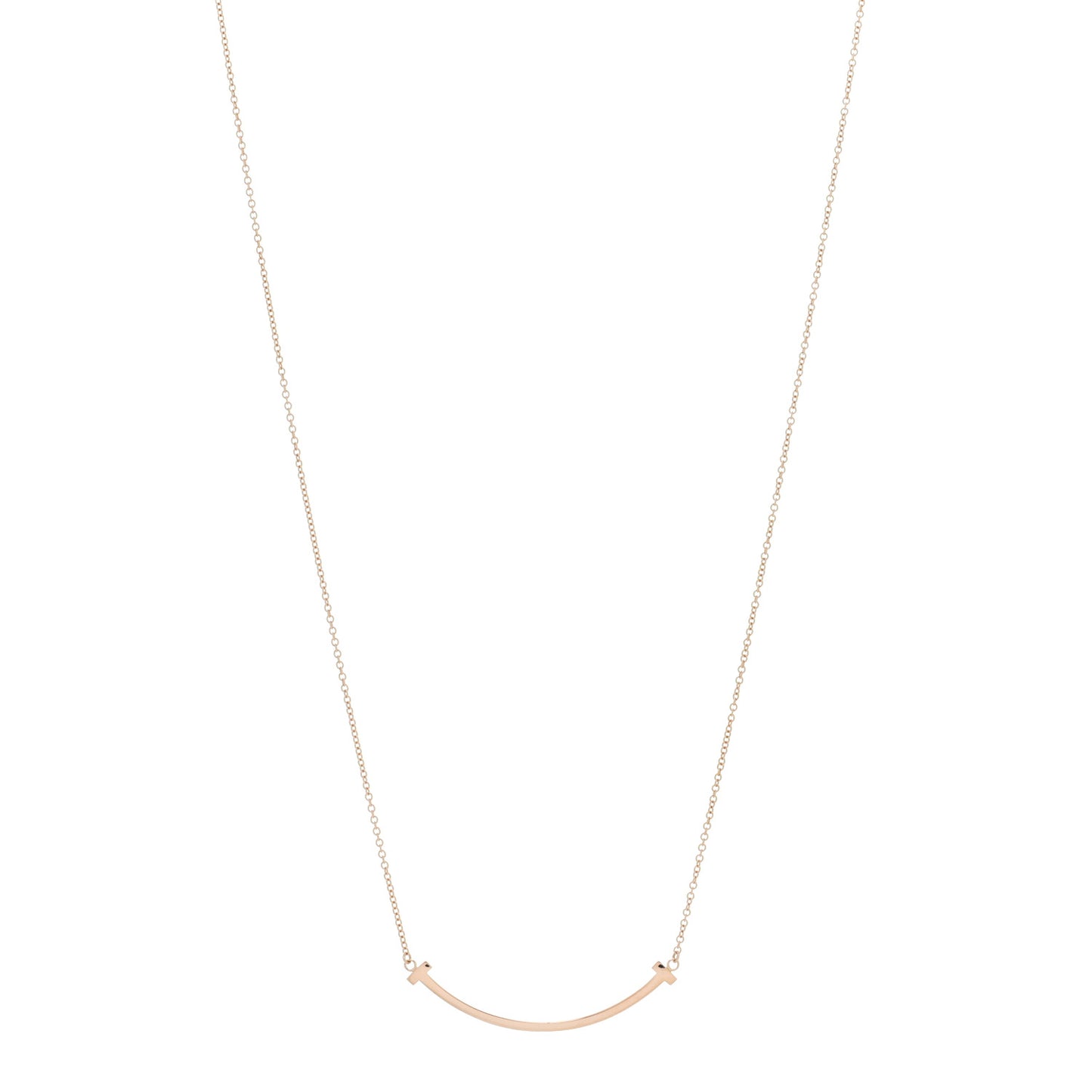 18K Rose Gold Small T Smile Pendant Necklace