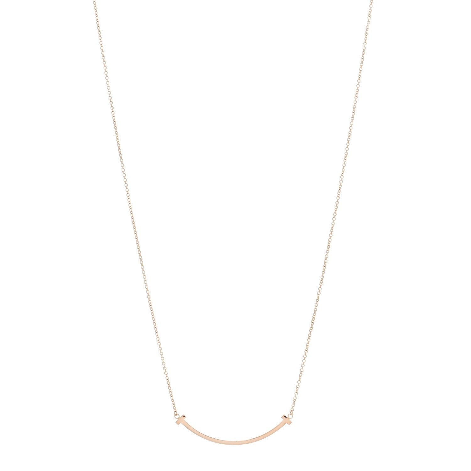 Tiffany 18K Rose Gold Small T Smile Pendant Necklace 1 of 5