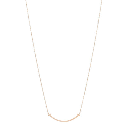 Tiffany 18K Rose Gold Small T Smile Pendant Necklace 1 of 5