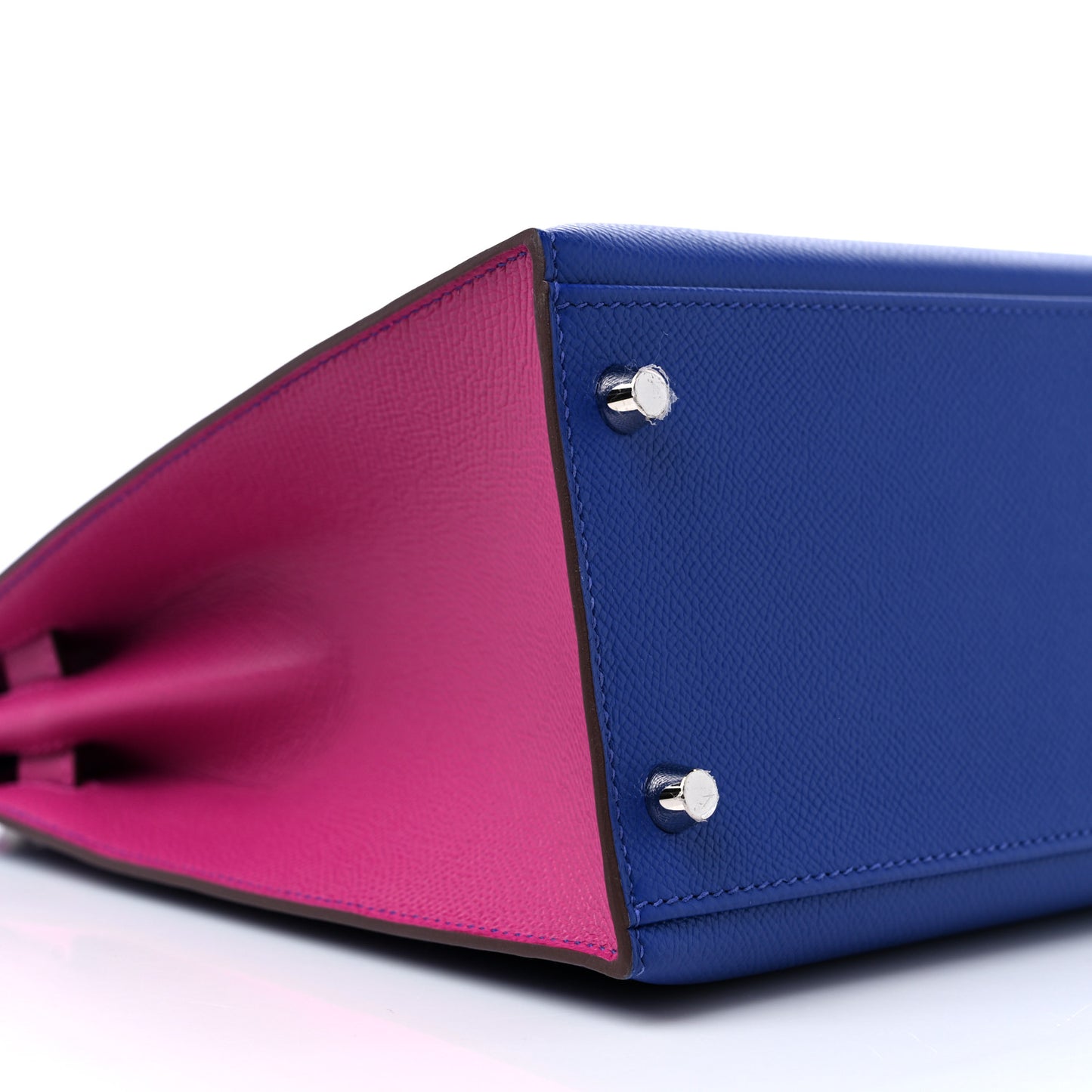 Epsom Bi-Color Horseshoe Kelly Sellier 32 Bleu Electrique Rose Pourpre