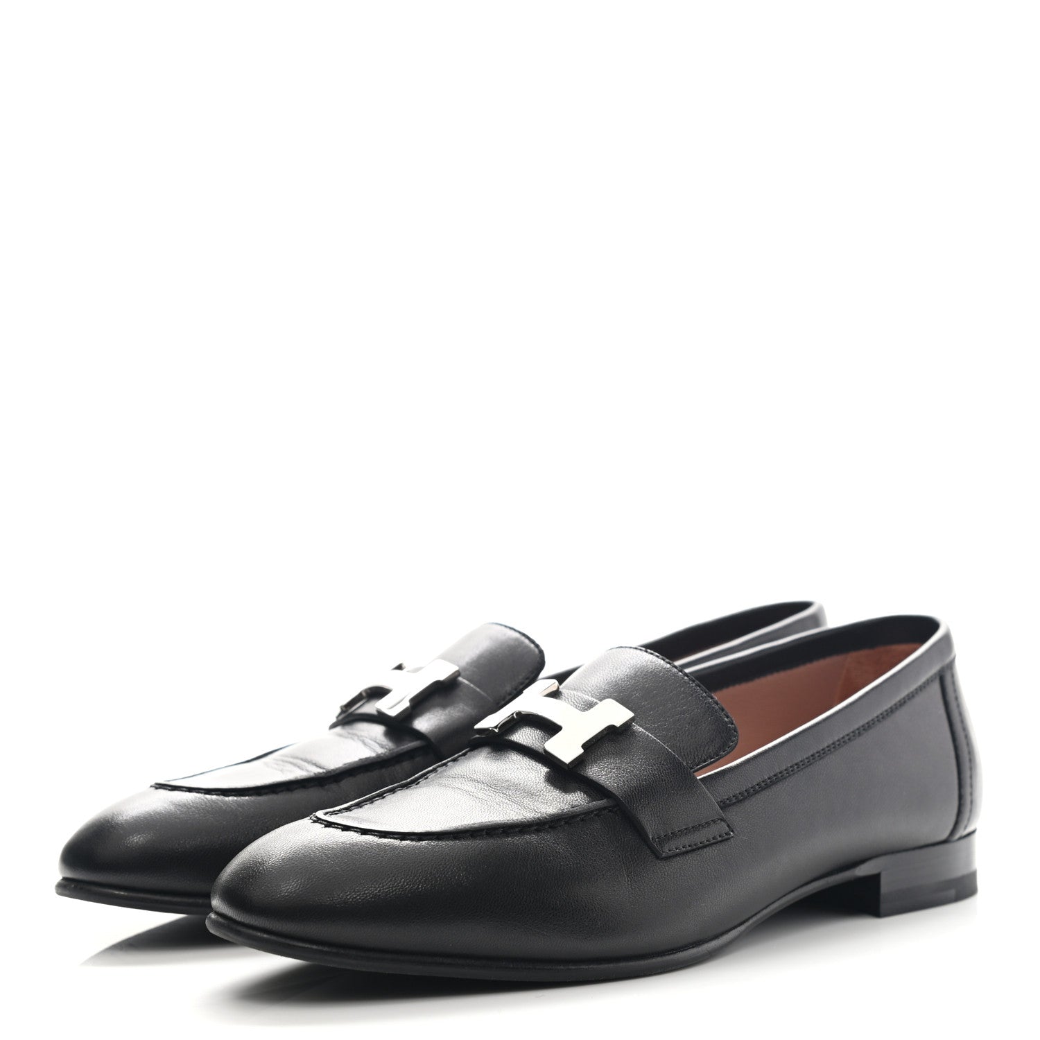 Hermes Goatskin Womens Paris Loafers 36 Black 3 of 11