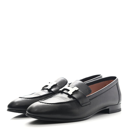 Hermes Goatskin Womens Paris Loafers 36 Black 3 of 11
