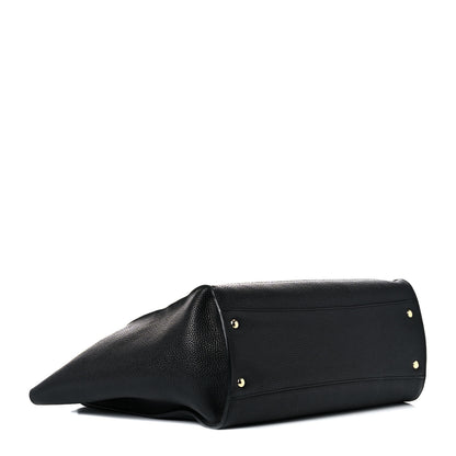 Salvatore Ferragamo Hammered Calfskin Double Handle Medium Amy Tote Black 3 of 14