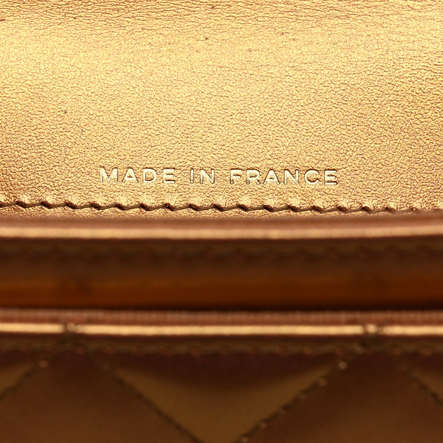 Metallic Lambskin Quilted Flap Card Holder Wallet Golden