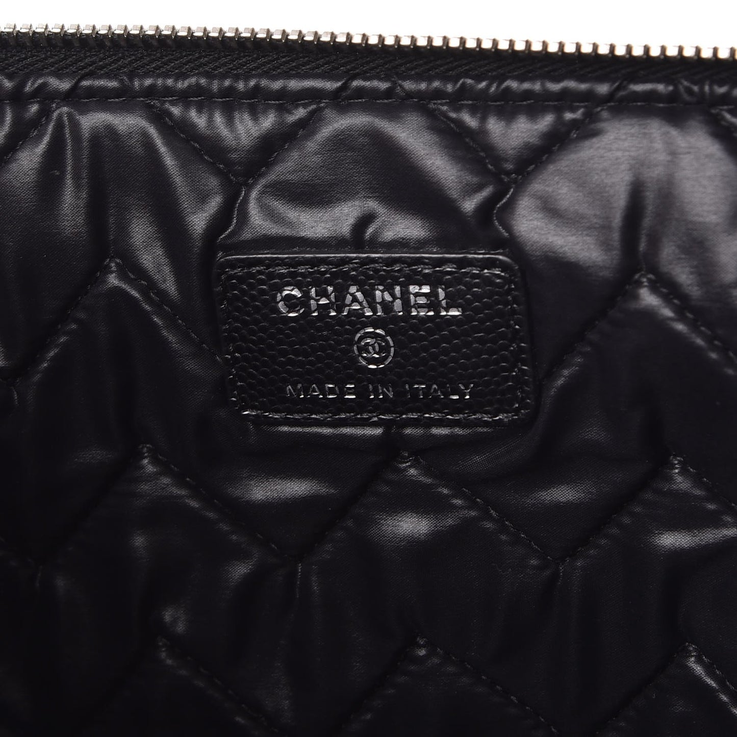 Caviar Chevron Quilted Large Cosmetic Case Black