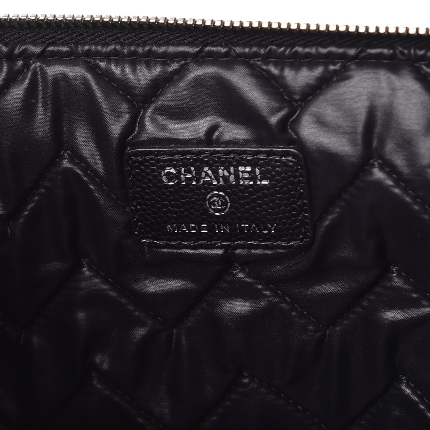 Chanel Caviar Chevron Quilted Large Cosmetic Case Black 6 of 8