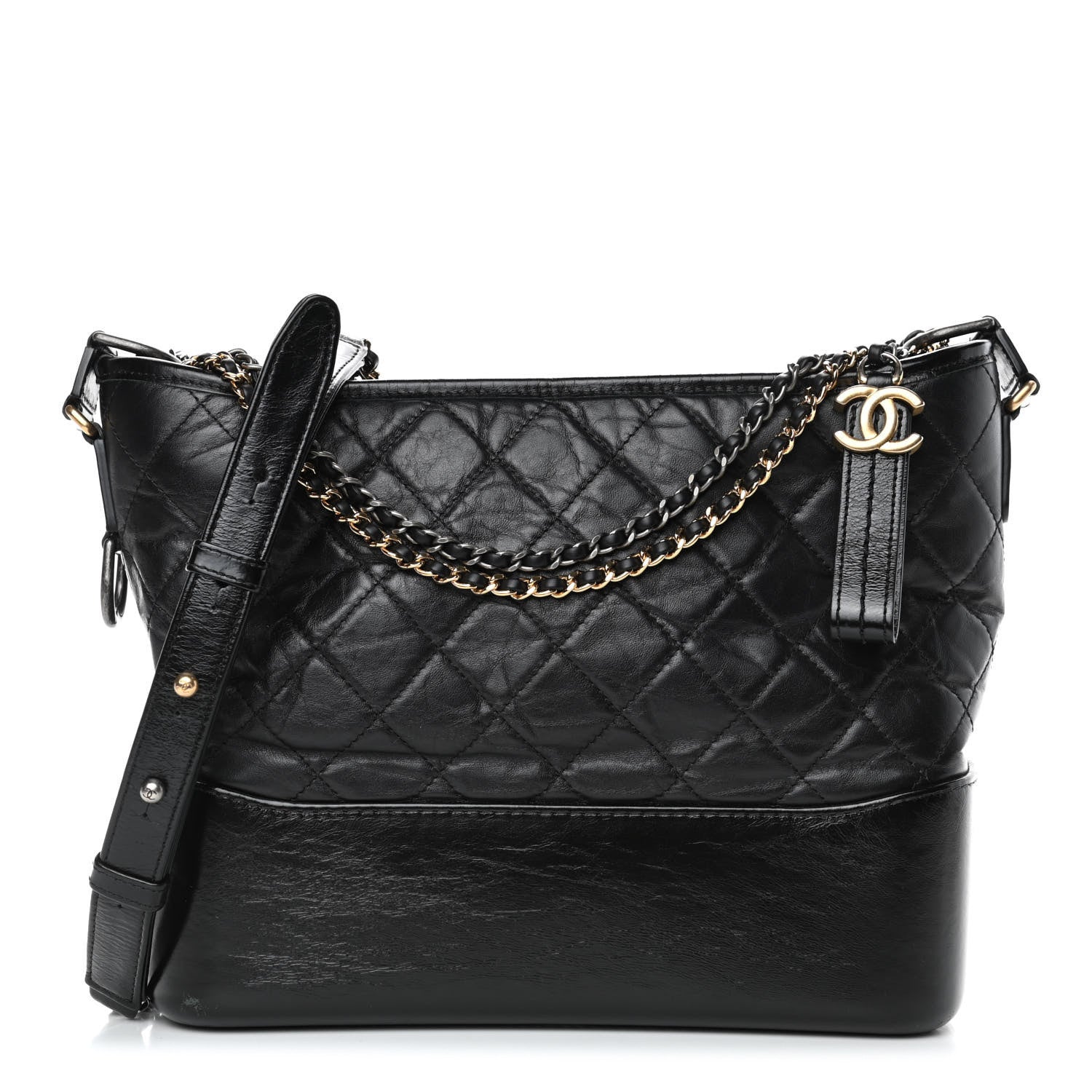 Chanel Aged Calfskin Quilted Medium Gabrielle Hobo Black 1 of 5