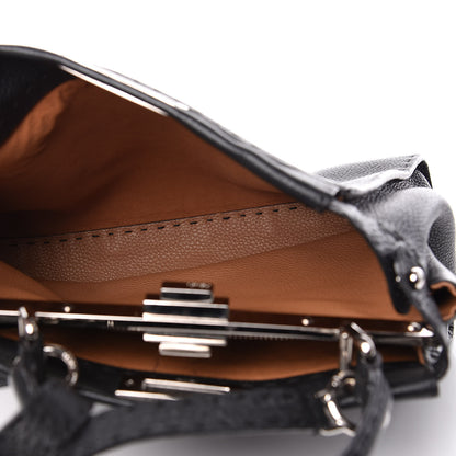 Fendi Cuoio Romano Selleria Bi-Color Medium Peekaboo Iconic Satchel Black Mou 7 of 13