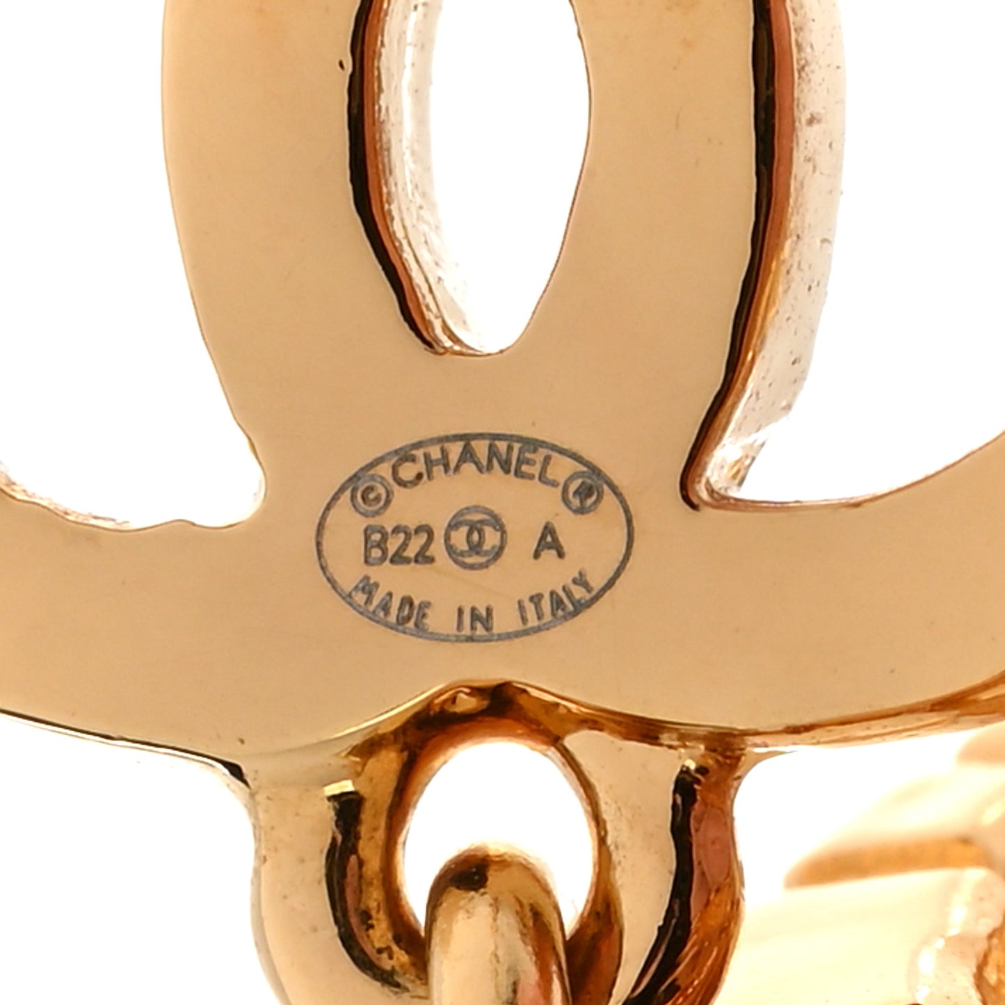 Metal CC Rue Cambon Drop Earrings Gold