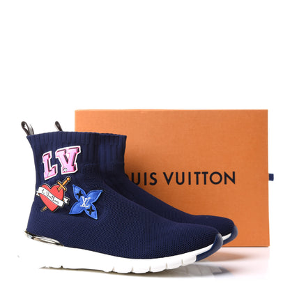 Louis Vuitton Stretch Fabric LV Black Heart Sock Sneaker 41 Marine 9 of 9