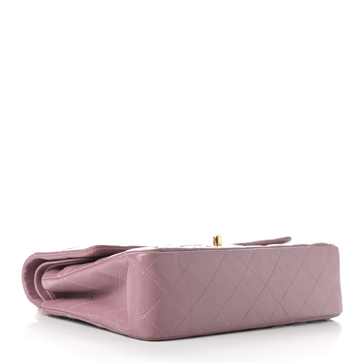 Lambskin Quilted Medium Double Flap Light Purple