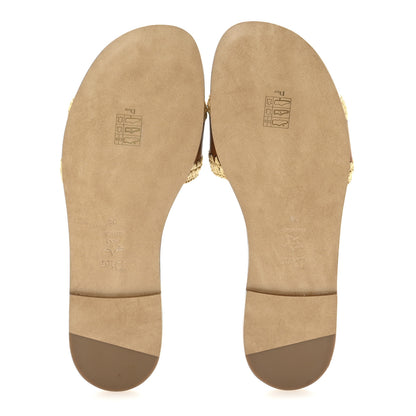 Christian Dior Calfskin Raffia Dioriviera D-Lane Flat Slide Sandals 38 Camel 6 of 9