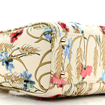 Christian Dior Calfskin Hibiscus Printed Embroidered Mini Lady Dior Beige Multicolor 9 of 11