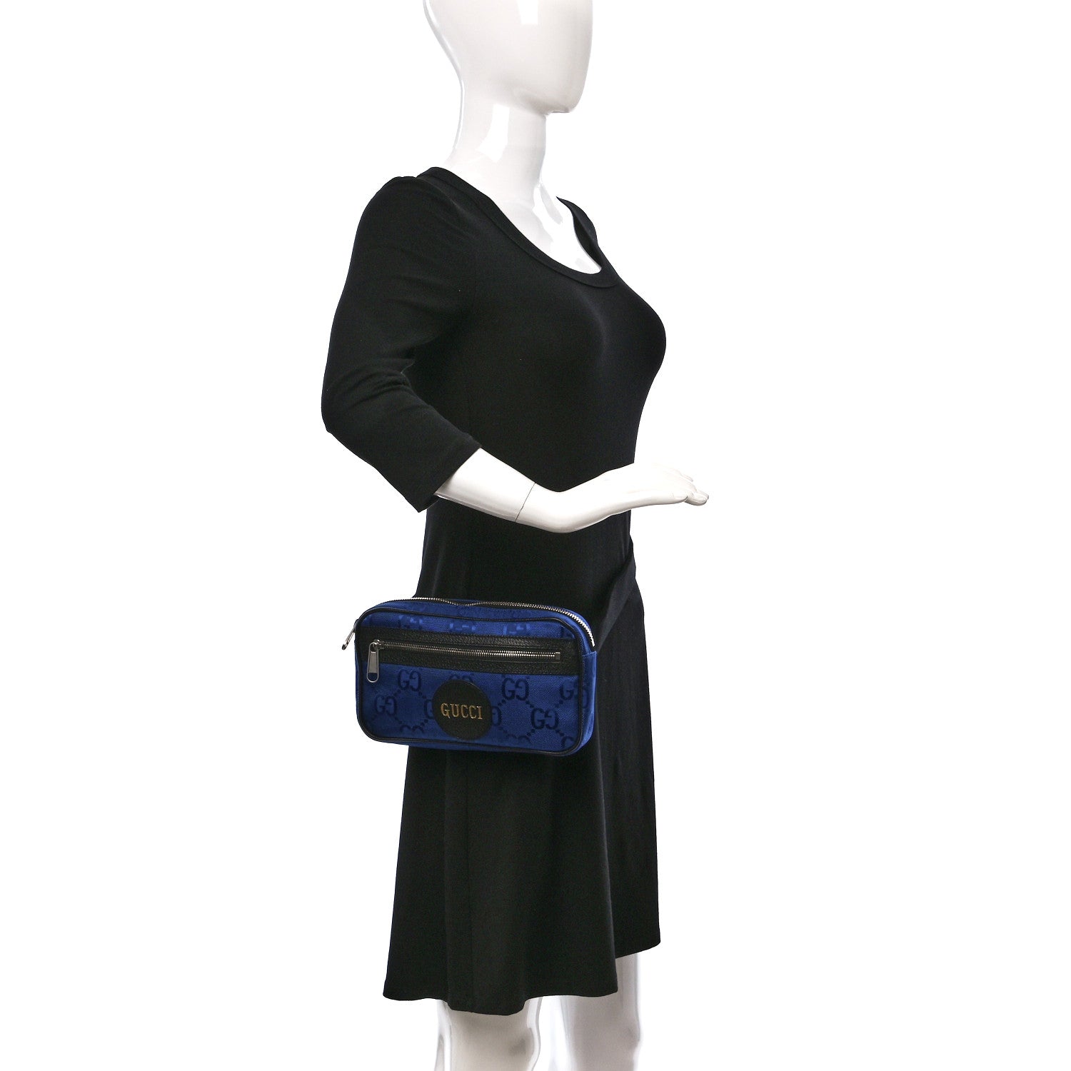 Gucci Econyl Nylon Monogram Off The Grid Belt Bag Guilted Blue Black 2 of 10