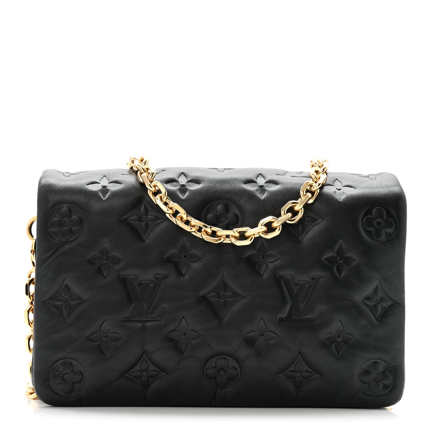 Lambskin Embossed Monogram Pochette Coussin Black