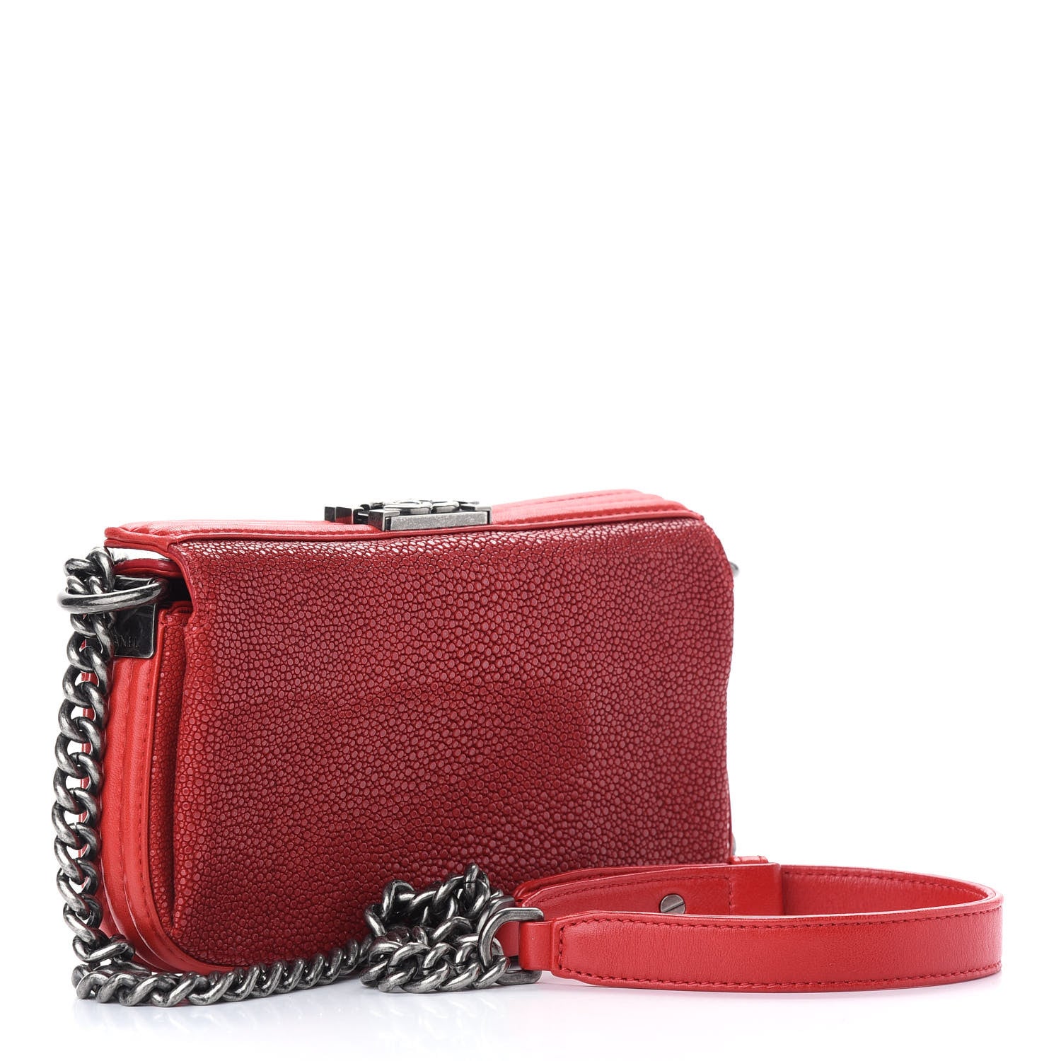 Chanel Galuchat Stingray Calfskin Boy Crossbody Red 3 of 10