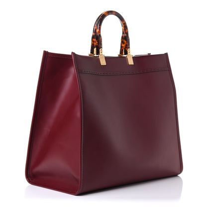 Fendi Vitello King Plexiglass Logo Embossed Large Fendi Sunshine Shopper Tote Barolo 4 of 12