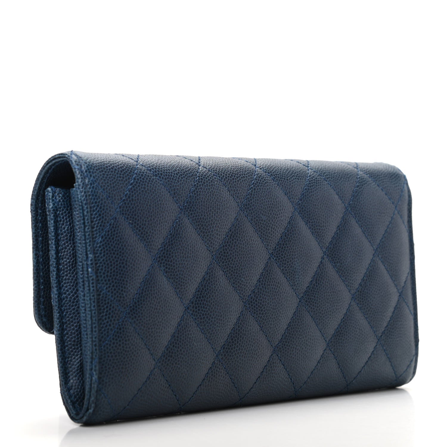 Chanel Caviar Quilted Large Gusset Flap Wallet Navy 3 of 8
