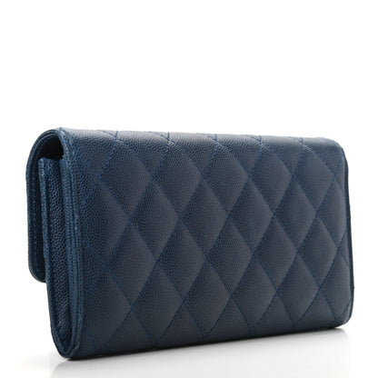 Chanel Caviar Quilted Large Gusset Flap Wallet Navy 3 of 8