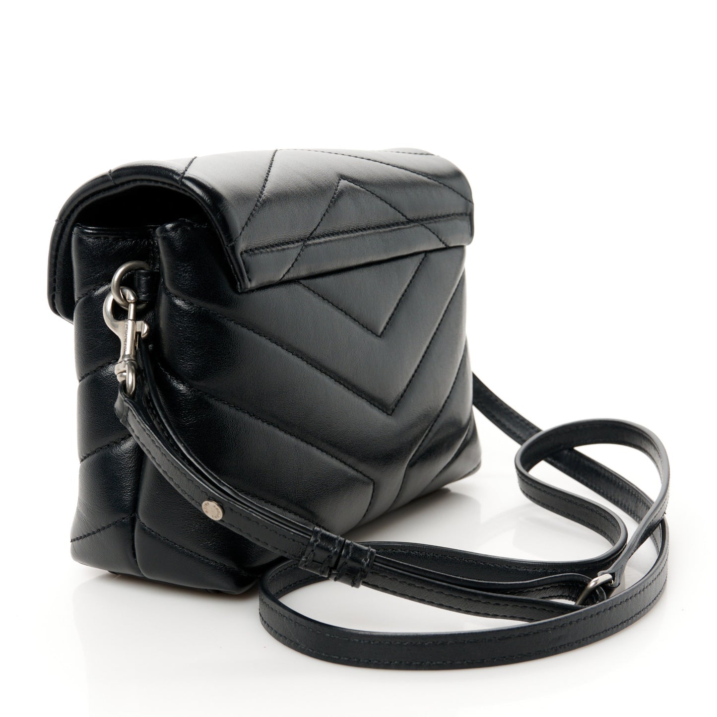 Calfskin Y Quilted Monogram Toy Loulou Crossbody Bag Black