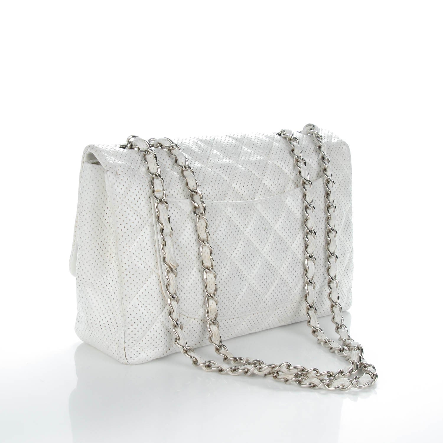 Chanel Lambskin Perforated Jumbo Single Flap White 4 of 11